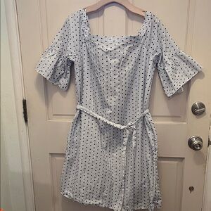 Banana Republic Light Blue Polka Dot Midi Dress